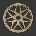 Shiny Gold Automotive Wheel Rim With Multi Spoke Design And Chrome Accents