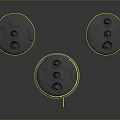 Three Circular Metallic Components With Holes And Raised Parts On Dark Background