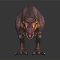 Realistic 3D Tyrannosaurus Rex Dinosaur With Purple Red Yellow Skin And Open Mouth