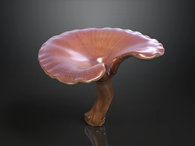 Modern Sofa and Coffee Table Set with Mushroom Shaped Brown Wooden Curved Stem Glossy Surface 3d model