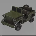 Vintage Olive Green Military Jeep Style Vehicle With Open Top Two Seats And Rugged Tires