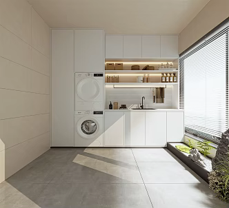 Modern balcony washing machine cabinet 3d model
