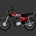 Red Motorcycle With Blue Accents Black Seat White Wheels And Reflective Surface