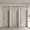 Light Gray Swing Doors With Decorative Panels And Textured Glass Wall In Modern Interior