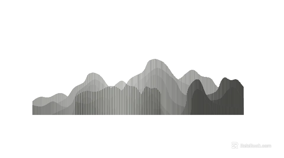 Modern Minimalist Feature Wall With Mountain Pattern And Gray Gradient Stripes 3d model 