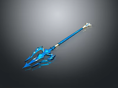 Mythical Blue Flame Shaped Spear With Glossy Metallic Finish And Ornate Design 3d model Mythical Blue Flame Shaped Spear With Glossy Metallic Finish And Ornate Design 3d model
