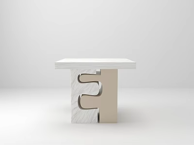 Modern Geometric Side Table With White Marble Top And Unique Metal Base Design 3d model