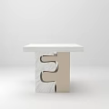 Modern Geometric Side Table With White Marble Top And Unique Metal Base Design