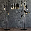 Modern Black And Gold Lighting Fixture Set With Floor Lamps And Chandeliers