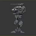 Detailed Mechanical Battle Mecha With Heavy Armor Twin Cannons And Robotic Legs Design