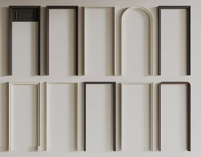 Various Modern Door Frames With Different Shapes And Color Options 3d model