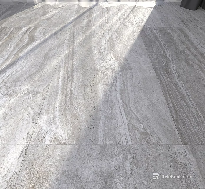 Modern Gray Marble Patterned Floor Tiles With Natural Light And Detailed Veins 3d model 