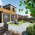 Garden Landscape Design With Greenery Areas Stone Pathways And Colorful Flowers