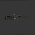 Green Tactical Sniper Rifle With Scope And Ammunition On Dark Surface 3d model