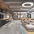 Modern Lounge Area With Floor to Ceiling Windows City View Green Wall Sofa and Armchair