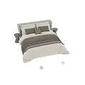Modern Soft Upholstered Single Bed With Cozy Bedding Decorative Pillows And Matching Bedside Table