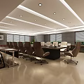 Modern Conference Room Design With Long Table Comfortable Chairs Wooden Walls And Ceiling Lights