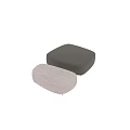 Contemporary Square Ottoman Seats with Light Gray Fabric and Dark Brown Leather Upholstery