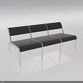 Modern Three Seater Sofa With Black Leather Upholstery And Sleek Metal Frame Design