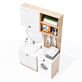 Modern Bathroom Cabinet With Mirror Shelf Washing Machine Towels And Cleaning Supplies