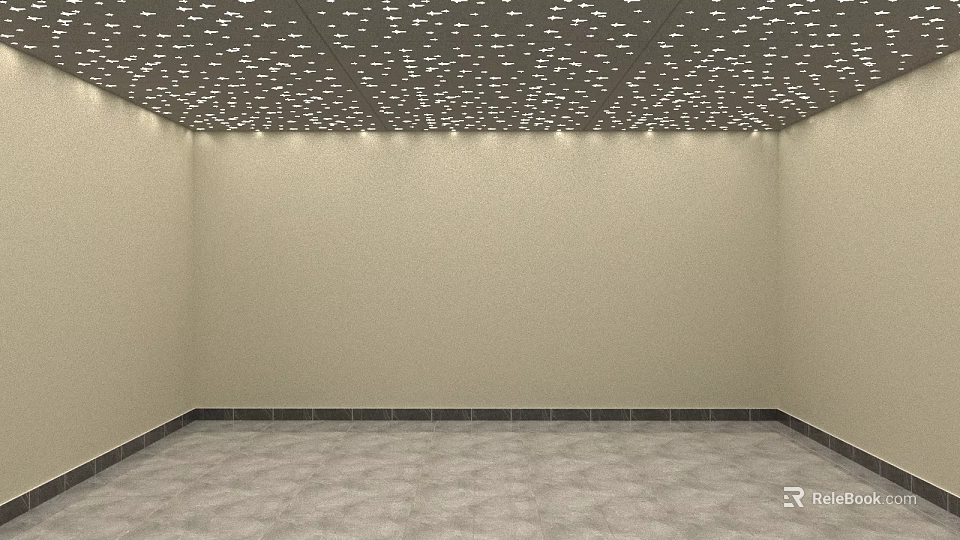 Gray Ceiling with White Small Square Patterns in Modern Simple Interior Space 3d model