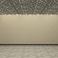 Gray Ceiling with White Small Square Patterns in Modern Simple Interior Space 3d model