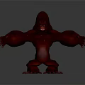 Muscular Red Gorilla Game Movie Character With Outstretched Arms And Fierce Expression
