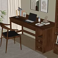 Quiet Ancient Style Desk and Chair Solid Wood Computer Desk and Chair Solid Wood Single Chair Writing Desk Learning Desk and Chair Office Desk and Chair Finished Desk Computer Decoration Combination 3d model