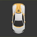 White And Gold Sports Car With Shiny Golden Wheels And Reflective Surface