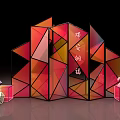 Colorful Modern Environmental Initiative Display With Geometric Panels And 2022 Elements 3d model