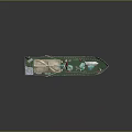 Wooden Oyster Fishing Boat With Green White Hull Red Bottom Colorful Flags And Nets