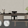 Modern Tea Table and Chair Tea Table and Chair Combination 3d model