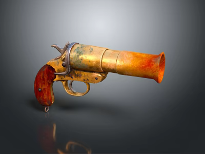 Vintage musket pistol short musket 3d model