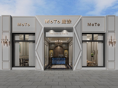 European-style door shop appearance 3d model