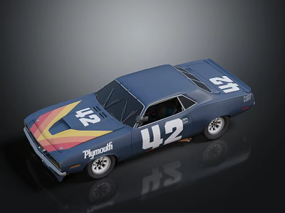 Blue Model Race Car With Number 42 Playcraft Logo And Colorful Stripes 3d model