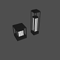Modern Minimalist Outdoor Lights With Square Metal Frame And Striped Illuminated Lampshade
