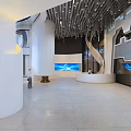 Modern Front Desk Reception Area With Wooden Walls Marble Floor Green Plants And Mirror Walls