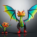 Vibrant Dragon Characters With Colorful Wings Small And Large Cute Features 3d model