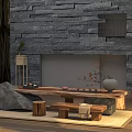 Rustic Ancient Architecture Traditional Wooden Houses Amidst Forest Mountains And River