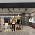 Nine Way Special Clothing Store With Trendy Clothes On Racks Shoes Display And Bright Lighting