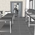 Professional Restaurant Kitchen With Chef Waiter Stainless Steel Cabinets And Food Dishes