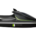 Sleek Black Wave Craft Yacht With Green Accent Stripes And Modern Design