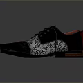 Lace Up Leather Dress Shoes in Silver Patterned Red and Black with Brown Soles