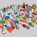 Colorful Building Blocks In Various Shapes For Creative Play And Construction 3d model