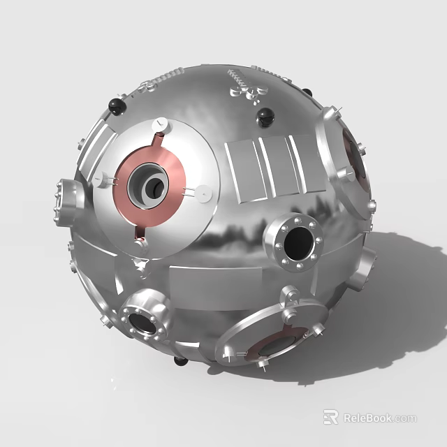 Hardware Tools Industrial Metal Sphere Construction With Silver Finish Multiple Holes And Bolts 3d model 