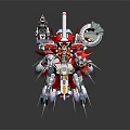 Game Movie Character Red And White Mecha With Long Rifle Mechanical Parts And Decorative Details