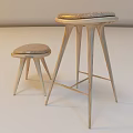 Modern Wooden Stools With Upholstered Seats And Light Wood Tone Design