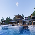 Modern Luxury Resort With Open Terraces Swimming Pools And Lush Trees