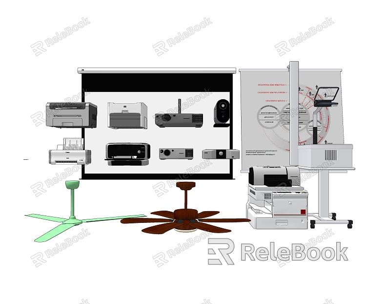 Modern office equipment office equipment ceiling fan curtain printer combination model