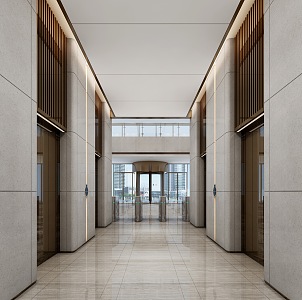 modern elevator hall office building elevator hall 3d model